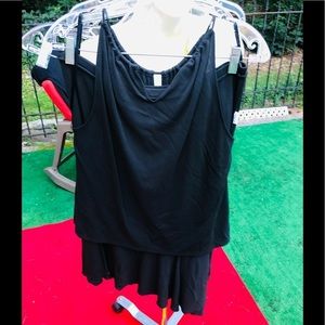 Ann Taylor Loft  LG -XL black 2 piece skirt set with stretch perfect travel set